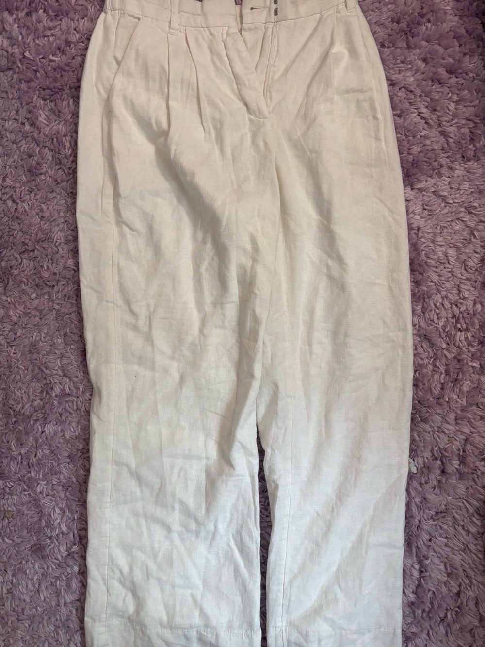 White Women’s Linen Pants - Classic Relaxed Fit